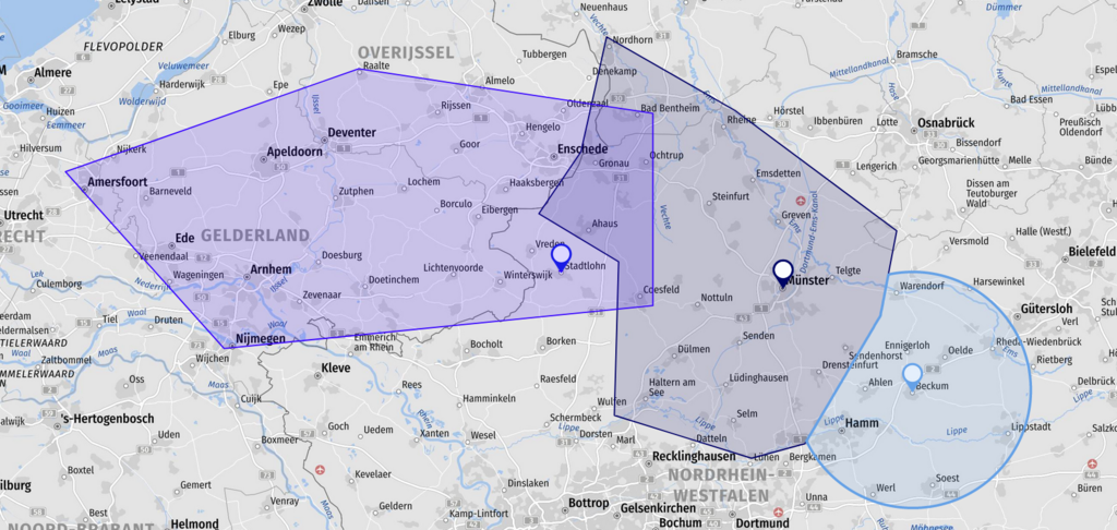 Unser NORA-Leistungszentrum Plus in Stadtlohn ist für den Bereich rund um Stadtlohn und die Niederlande zuständig. Unser NORA-Leistungszentrum Plus Münster Süd ist für den Bereich rund um Münster bis hin zur niederländischen Grenze zuständig. Unser NORA-Leistungszentrum Plus Beckum ist für den Bereich Beckum und Umgebung zuständig.
